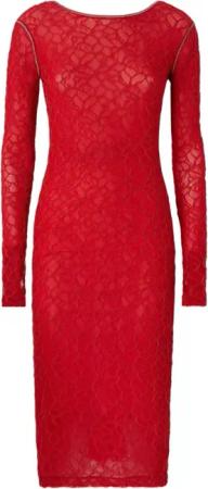 Pinko - Semi-Sheer Stretch Lace Midi Dress - Größe M - rot
