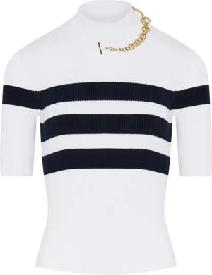 Jean Paul Gaultier - Fitted White Sweatshirt With Bold Stripes - Größe M - weiß