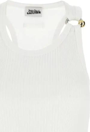Jean Paul Gaultier - Black Piercing' Tank Top - Größe XS - weiß