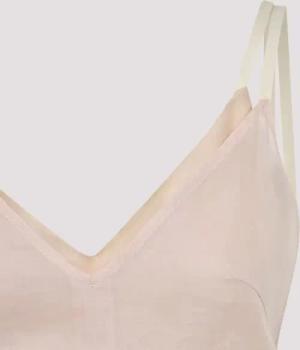 CARVEN - Silk V-Neck Maxi Dress - Größe 38 - beige