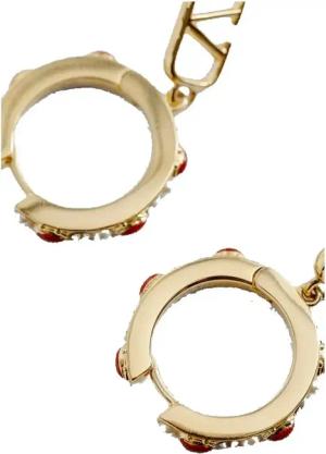 Valentino Garavani Ohrringe - Bejeweled Gold-Tone Hoop Earrings - Gr. unisize - in Gold - für Damen