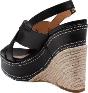 Michael Kors Sandalen - Nora Wedge Sandal In Black Leather - Gr. 5_5 - in Schwarz - für Damen