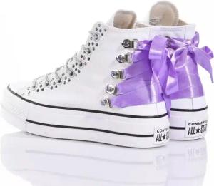 Converse Low-Top Sneaker - Platform White, Violet - Gr. 39 (EU) - in Weiß - für Damen