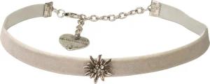 Alpenflüstern Choker Trachten-Samt-Kropfband Edelweiss mini (grau),