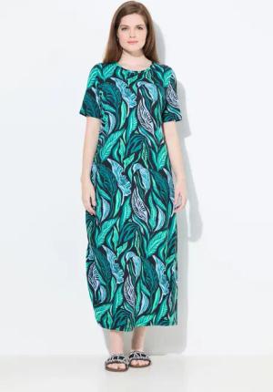 Ulla Popken Midikleid Maxikleid Dschungel Rundhals