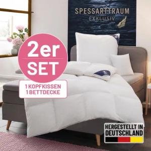 SPESSARTTRAUM Daunenbettdecke + 3-Kammer-Kopfkissen "Exklusiv, 2-tlg, hergestellt in Deutschland, made in Germany, Set", (Spar-Set, Decke mit Kissen), Sparset: 5 Wärmeklassen, 135x200 cm & 155x220 cm
