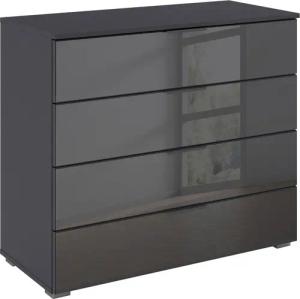 rauch Schubkastenkommode "Sideboard Schubladenkommode Schubladenkommode AGORDO mit Glasfront", (in zwei Griff-Farben, Breite 80 cm inkl. Soft-Close-Funktion), vier große und geräumige Schubladen mit viel Stauraum MADE IN GERMANY