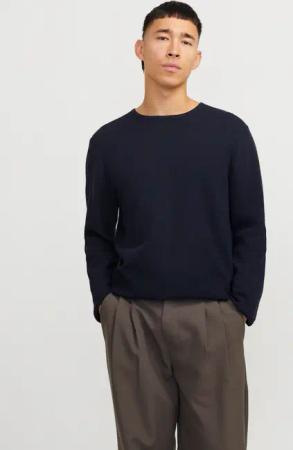 Jack & Jones Rundhalspullover "JJEGEORGE KNIT CREW NECK NOOS", mit Strick Optik