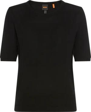 BOSS ORANGE Kurzarmpullover "Fiaffusa Premium Damenmode", mit dezentem Ajourstrickmuster hinten