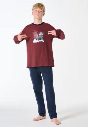 Schlafanzug lang Berge burgund - Nightwear 176