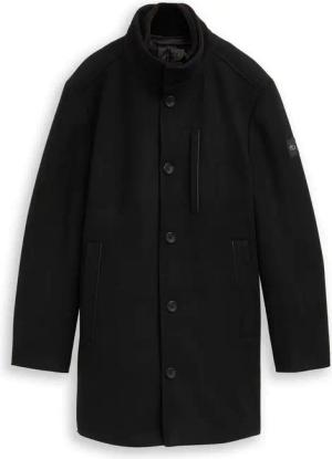 TOM TAILOR Herren 2-in-1 Wollmantel mit abnehmbarer Innenjacke, schwarz, Uni, Gr. XL