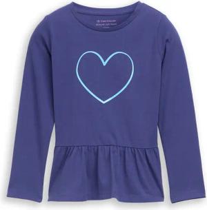 TOM TAILOR Mädchen Langarmshirt mit Volant, blau, Uni, Gr. 92/98