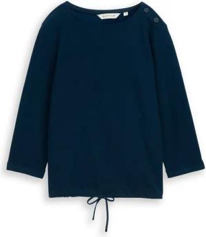 TOM TAILOR Damen Langarmshirt mit Knopf-Details, blau, Uni, Gr. S