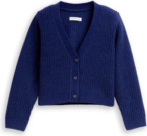 TOM TAILOR Mädchen Cardigan mit V-Ausschnitt, blau, Uni, Gr. 92/98