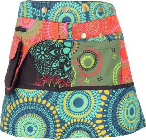 Guru-Shop Minirock Wickelrock, kurzer patchwork Goa