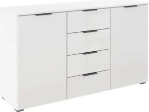 rauch Kombikommode "Sideboard Kombikommode Schubladenkommode AGORDO mit Glasfront", (in zwei Griff-Farben, Breite 120 cm inkl. Soft-Close-Funktion), vier große Schubladen, mit insgesamt 4 Einlegeböden MADE IN GERMANY