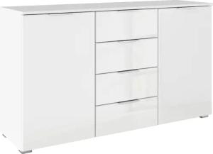 rauch Kombikommode "Sideboard Kombikommode Schubladenkommode AGORDO mit Glasfront", (in zwei Griff-Farben, Breite 120 cm inkl. Soft-Close-Funktion), vier große Schubladen, mit insgesamt 4 Einlegeböden MADE IN GERMANY