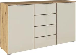 rauch Kombikommode "Sideboard Kombikommode Schubladenkommode AGORDO mit Glasfront", (in zwei Griff-Farben, Breite 120 cm inkl. Soft-Close-Funktion), vier große Schubladen, mit insgesamt 4 Einlegeböden MADE IN GERMANY