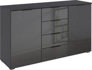 rauch Kombikommode "Sideboard Kombikommode Schubladenkommode AGORDO mit Glasfront", (in zwei Griff-Farben, Breite 120 cm inkl. Soft-Close-Funktion), vier große Schubladen, mit insgesamt 4 Einlegeböden MADE IN GERMANY