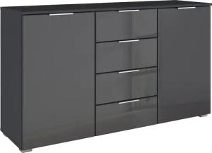 rauch Kombikommode "Sideboard Kombikommode Schubladenkommode AGORDO mit Glasfront", (in zwei Griff-Farben, Breite 120 cm inkl. Soft-Close-Funktion), vier große Schubladen, mit insgesamt 4 Einlegeböden MADE IN GERMANY