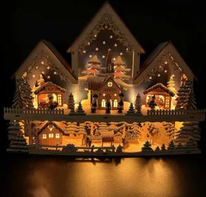 Online-Fuchs LED Schwibbogen Winterdorf mit Kirche
