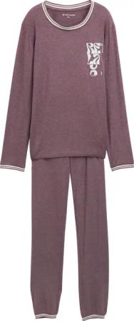 TOM TAILOR Damen Pyjama-Set in Melange Optik, lila, Meliert, Gr. 40