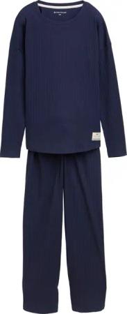 TOM TAILOR Damen Basic Pyjama-Set, blau, Uni, Gr. 36