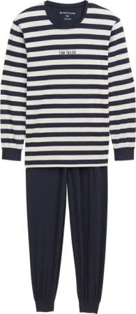 TOM TAILOR Herren Pyjama-Set mit Streifenmuster, blau, Gestreift, Gr. 48