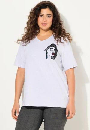 Ulla Popken T-Shirt T-Shirt Stickerei Classic