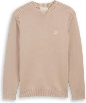 TOM TAILOR Herren Strickpullover im Washed-Look aus Baumwolle, braun, Uni, Gr. XXXL