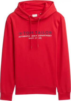 TOM TAILOR Herren Hoodie Sweatshirt mit Logo-Print, rot, Uni, Gr. XXXL