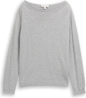 TOM TAILOR Damen Strickpullover mit U-Boot-Ausschnitt, grau, Meliert, Gr. XL