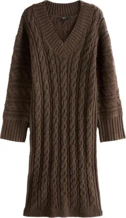 Next Strickkleid Midi-Strickkleid mit Zopfmuster und