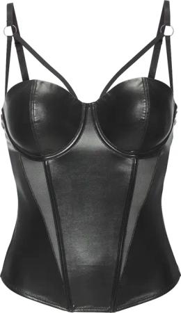 petite fleur gold Corsage, aus Lederimitat, mit Push-up-Kissen, sexy Dessous, Reizwäsche