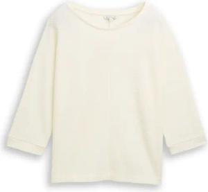 TOM TAILOR Damen Loose Fit Langarmshirt mit Fledermausärmeln, weiß, Uni, Gr. S