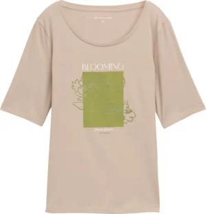 TOM TAILOR Damen T-Shirt mit Print, grau, Uni, Gr. L