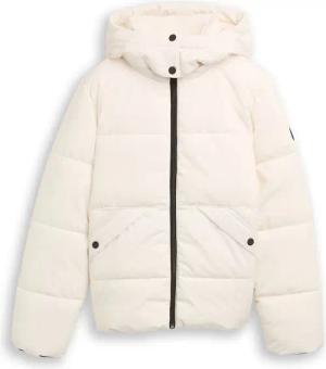 TOM TAILOR Mädchen Puffer-Jacke mit abnehmbarer Kapuze, weiß, Uni, Gr. 140