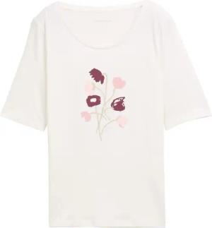 TOM TAILOR Damen T-Shirt mit Print, weiß, Uni, Gr. L