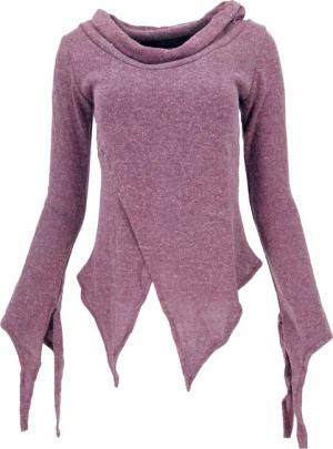 Guru-Shop Longsleeve Pixishirt mit Schalkragen Baumwollstrick..