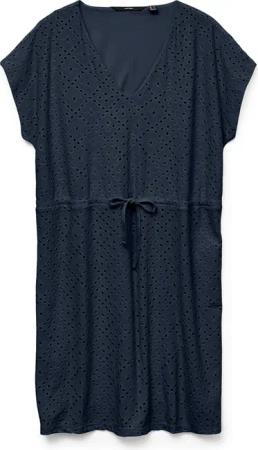 Vero Moda Shirtkleid mit V-Ausschnitt, Broderie-Anglaise,