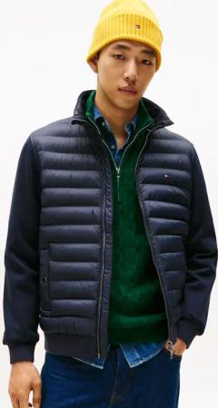 Tommy Hilfiger Steppjacke "MIX MEDIA mit Stehkragen", unifarben, casual, regular fit, Baumwollmix