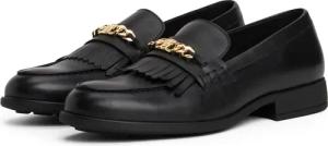 Tommy Hilfiger Loafer "TH CHAIN FRINGE LEATHER LOAFER", Blockabsatz, Slipper, Businessschuh mit modischen Fransen