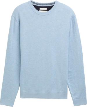 TOM TAILOR Herren Basic Strickpullover aus Baumwolle, blau, Meliert, Gr. L