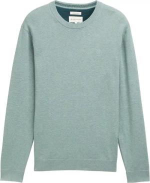 TOM TAILOR Herren Basic Strickpullover aus Baumwolle, grün, Meliert, Gr. M