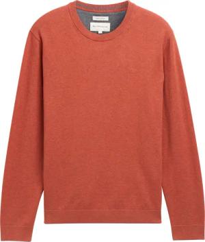 TOM TAILOR Herren Basic Strickpullover aus Baumwolle, orange, Meliert, Gr. L