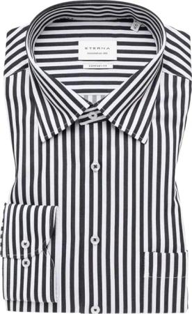 COMFORT FIT Hemd in schwarz gestreift