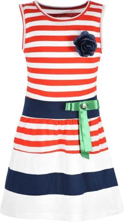 KMISSO Jerseykleid Mädchen Sommer Kleid gestreift
