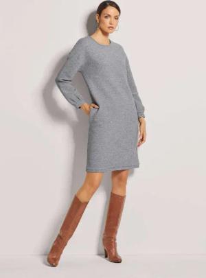 MADELEINE Midikleid Lässiges Rundhals-Kleid mit Taschen