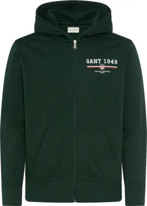 Gant Kapuzensweatjacke "GRAPHIC FULL ZIP HOODIE", Kängurutasche, Rippbündchen, Print