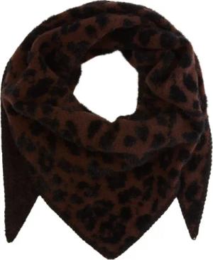 TOM TAILOR Damen Dreieck Schal mit Leo-Print, braun, Animalprint, Gr. ONESIZE